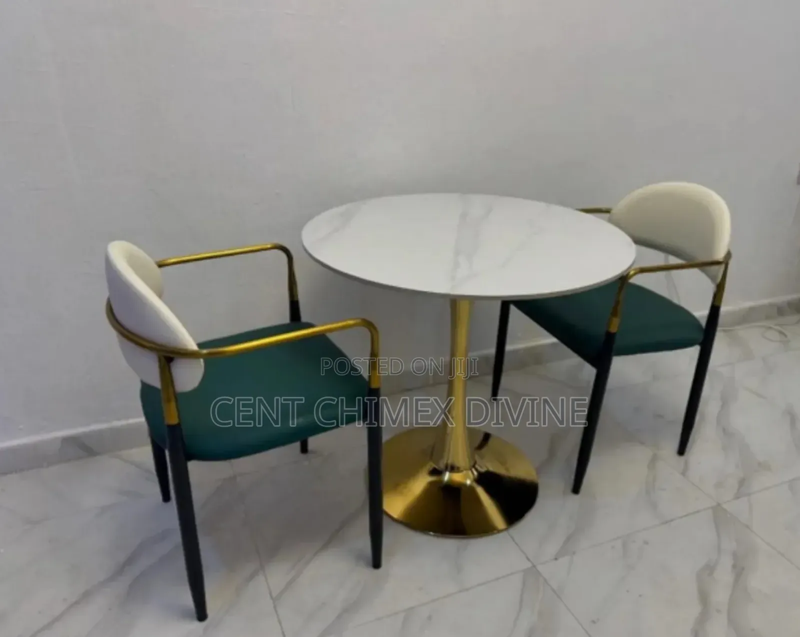 Simple Gold Frame Chair With Round Table