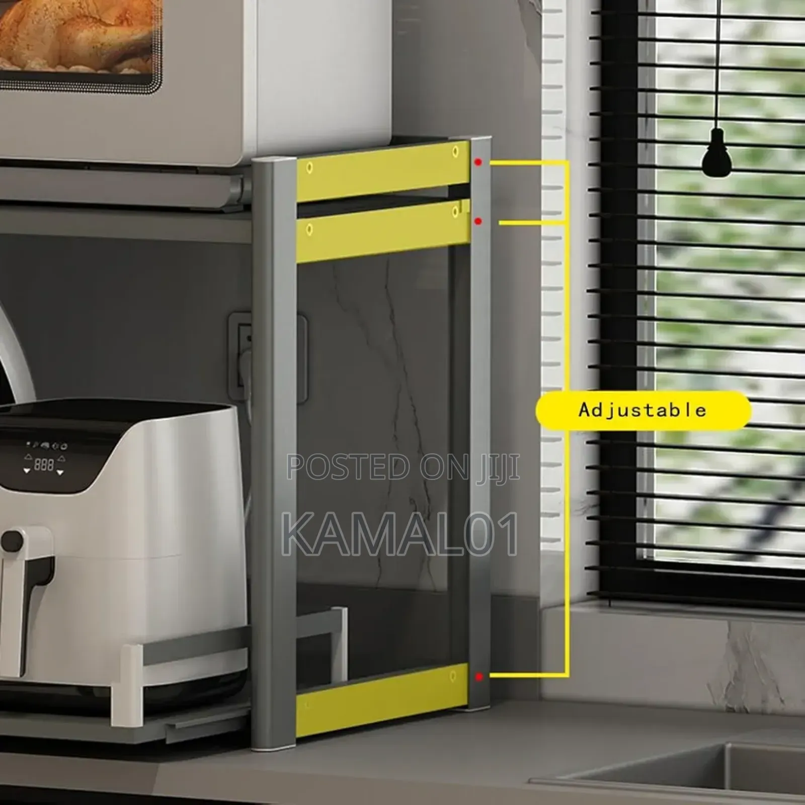 2-Tier Pull Out Microwave Oven Rack, Countertop Height Adjustable
