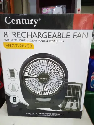 8 Rechargeable Fan With Led Light And Solar Panel And Two Bulb