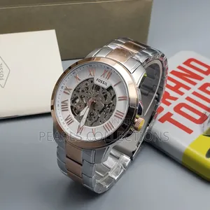 Fossil Automatic Silver Chain Watch (White Face Dial)
