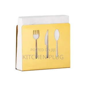 Gold-coloured, Stainless Steel Napkin Holder For Hotel, Restaurants,