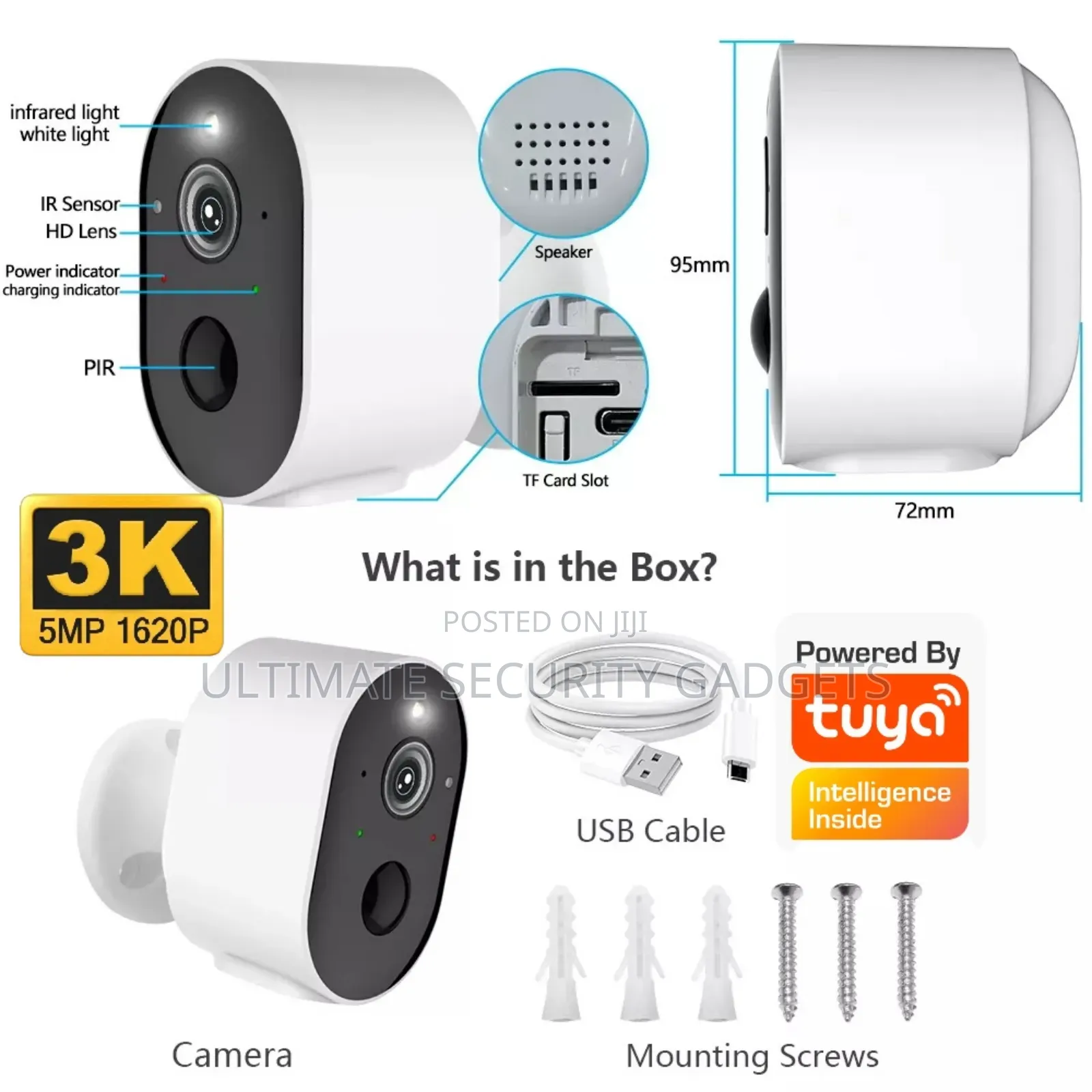 Wifi Tuya Smart Rechargeable Ip Waterproof Camera