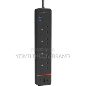 Porodo Chargelink Smart Power Strip With 4 Ac Sockets, Usb-a Usb-C
