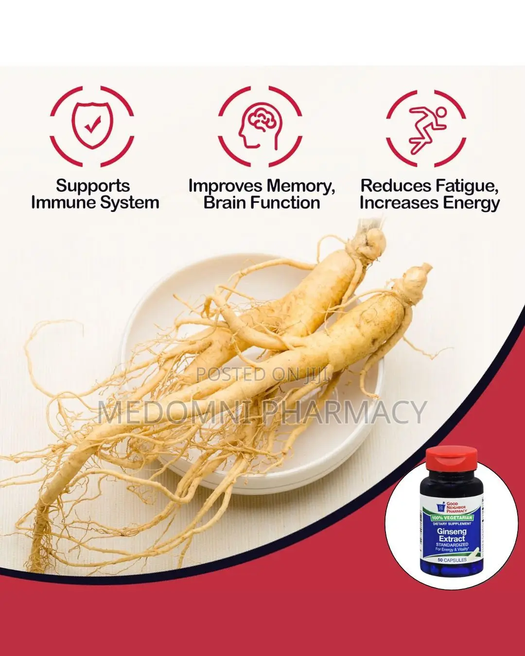 Ginseng Extract – Energy Vitality Support, 50 Capsules