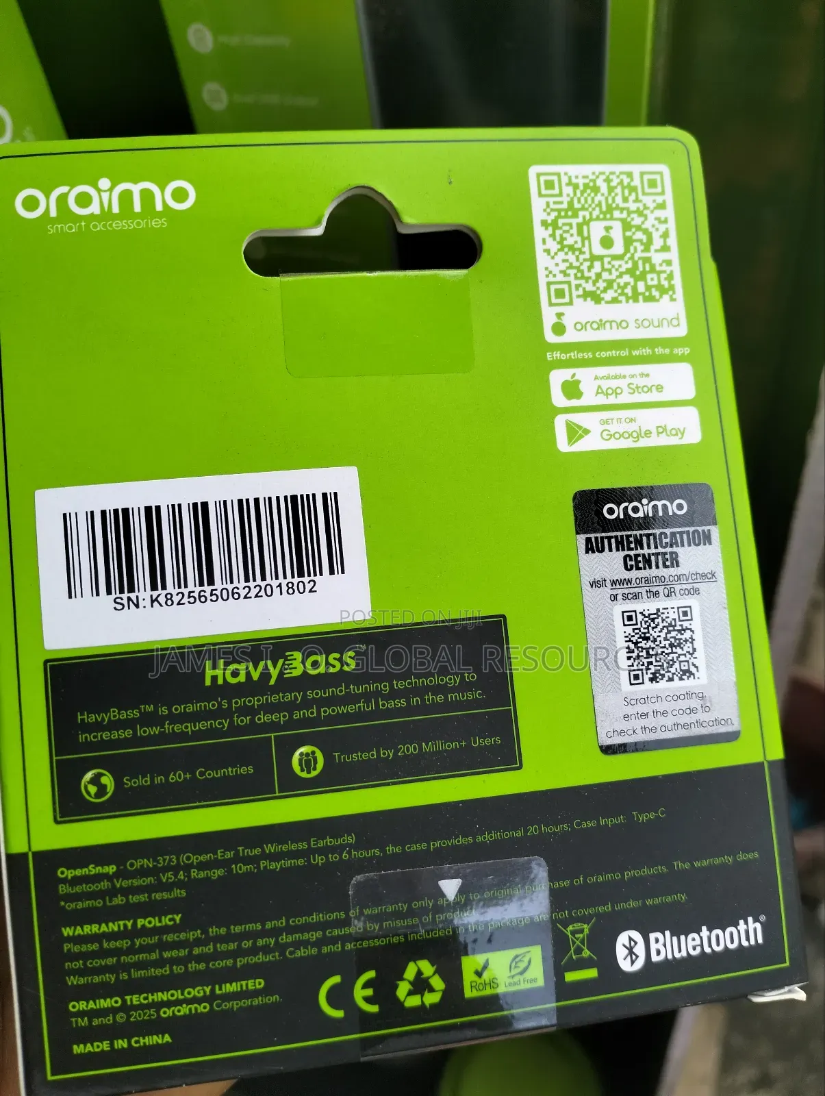 Oraimo Bluetooth Ear Buds, Open Snap