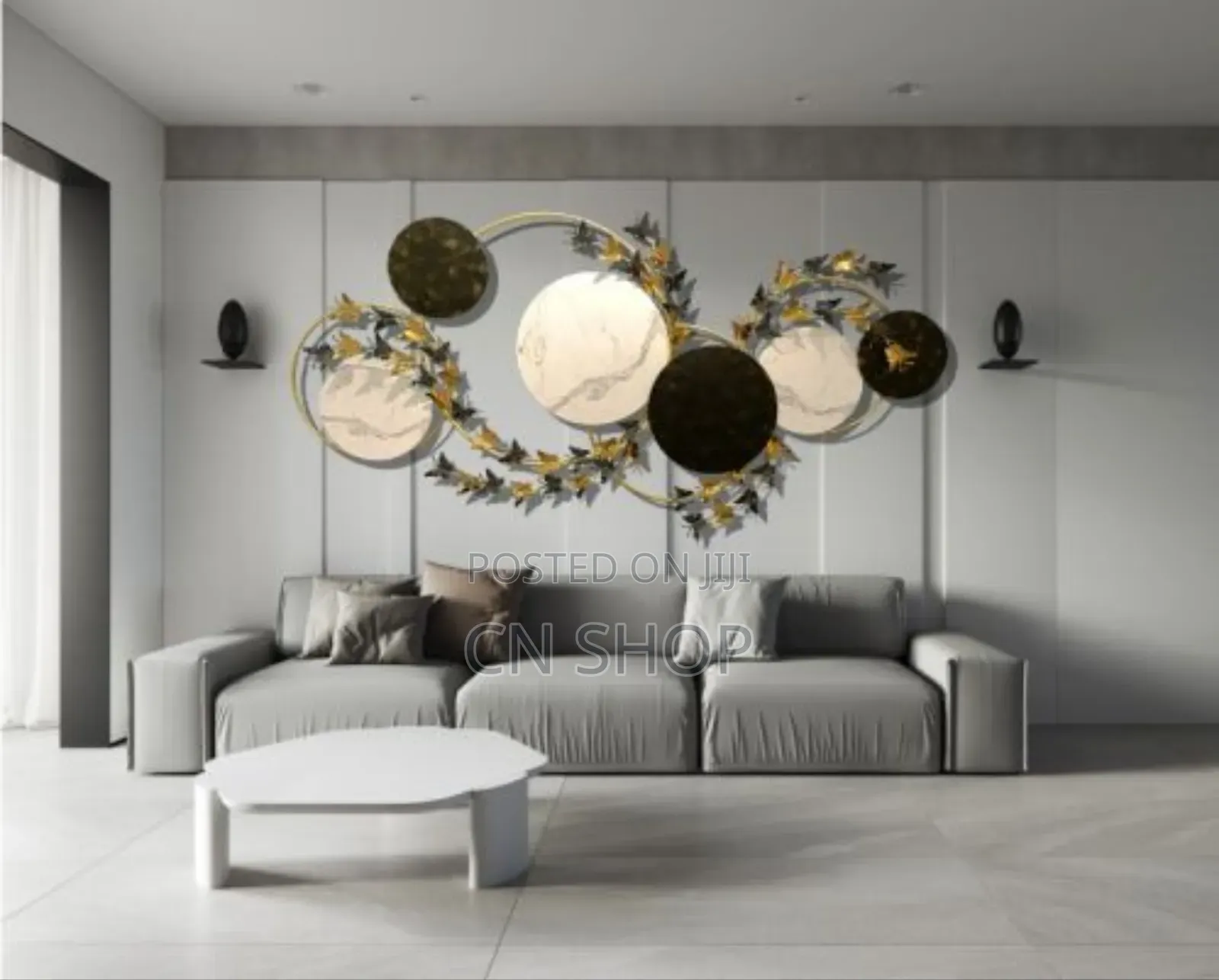 Golden Bloom Circle Wall Art