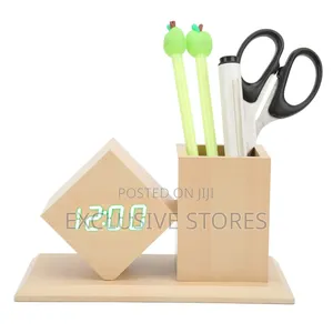 Digital Alarm Clock With Pen Holder
