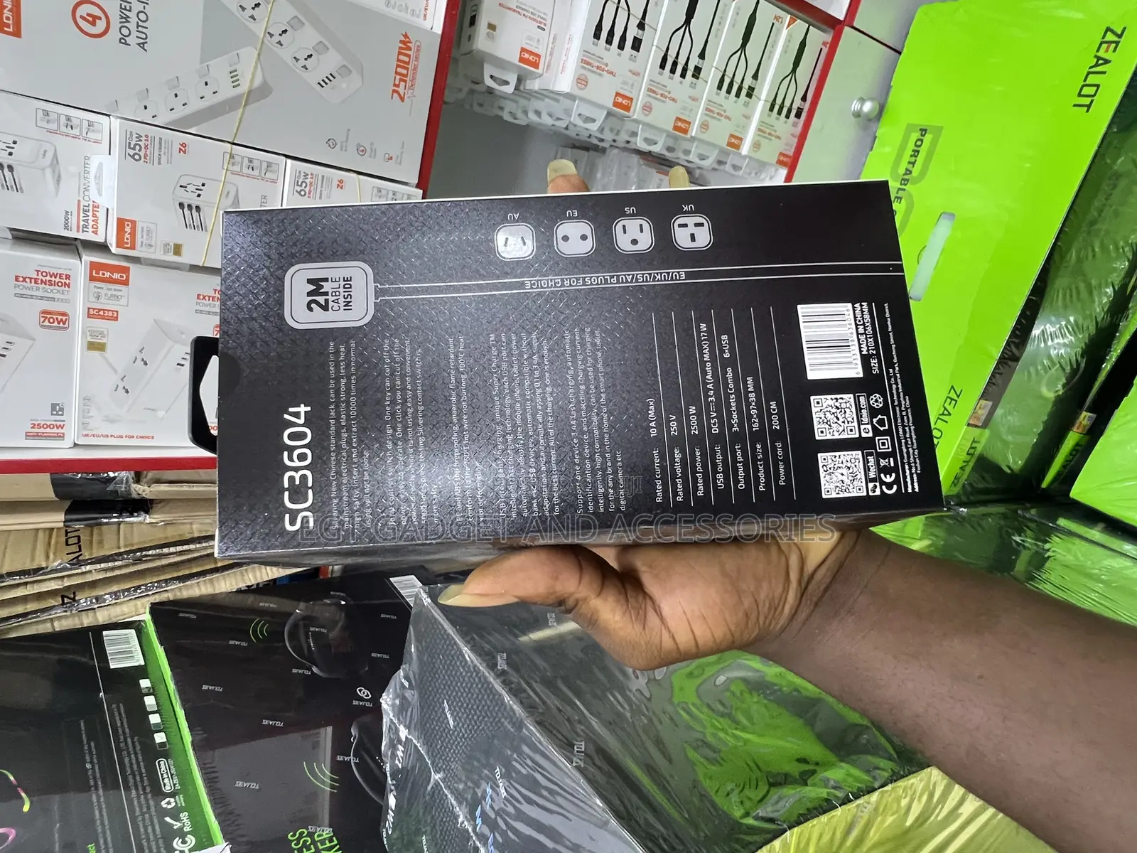 An Ldnio 2500w Power Strip With 3 Power Sockets and 6 Usb Ports