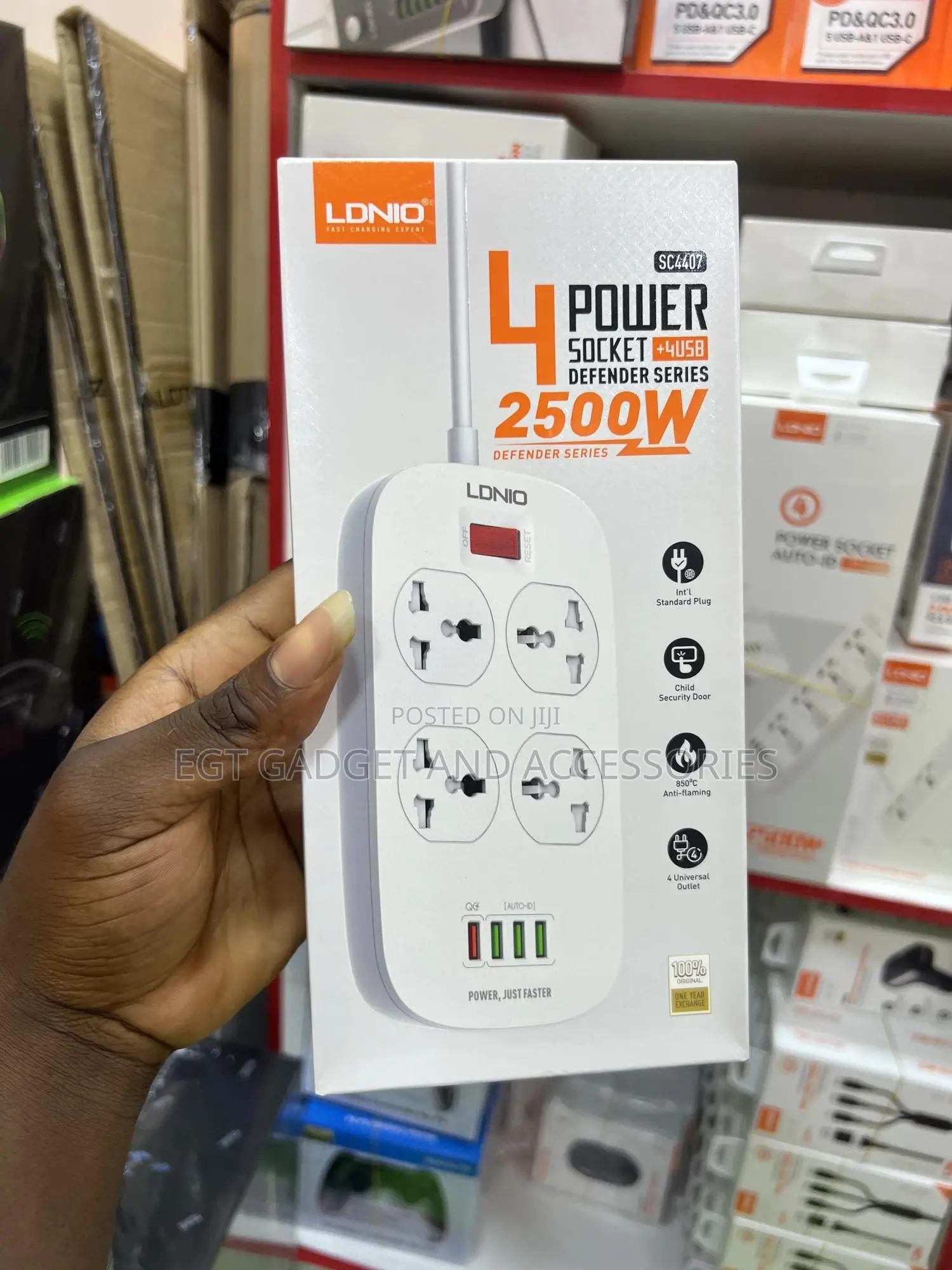 An Ldnio Sc4407 Defender Series Power Sockets and 4 Usb Ports.