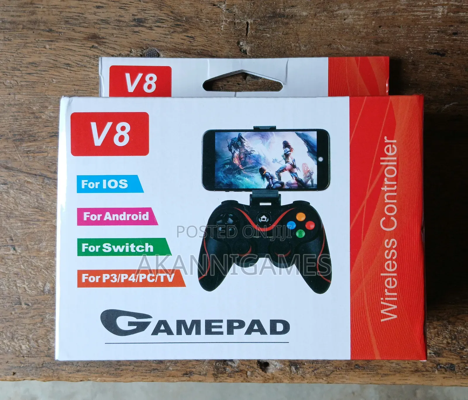 V8 Bluetooth Wireless Controller Grip Gamepad - Android / Ios/ Pc/ Ps3