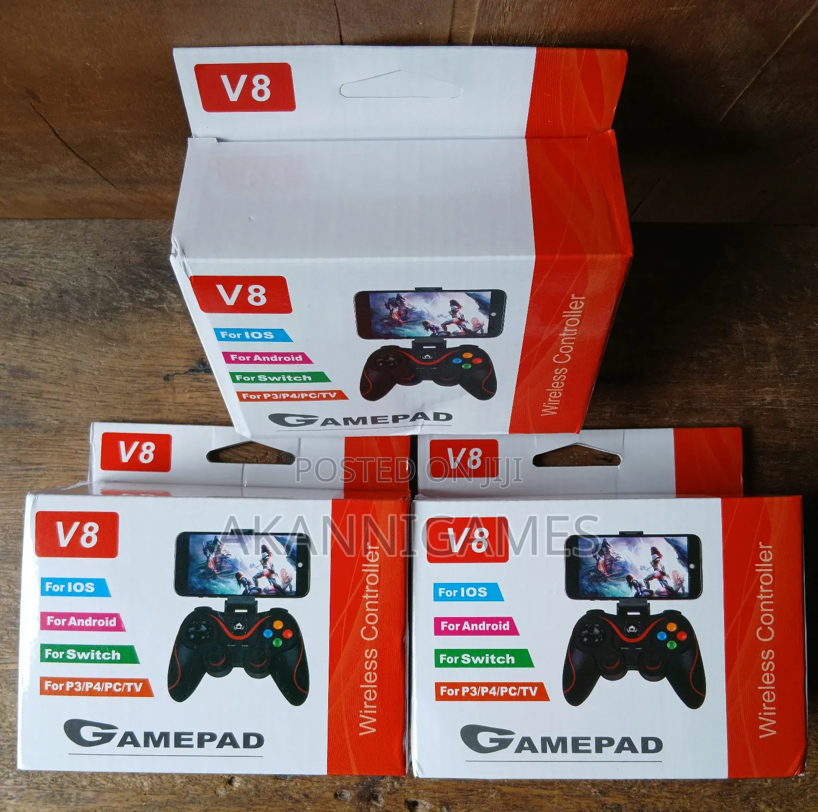 V8 Bluetooth Wireless Controller Grip Gamepad - Android / Ios/ Pc/ Ps3
