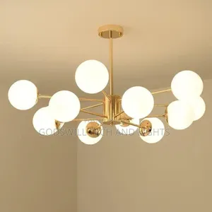 12-Bulb Glass Chandelier – Modern Led Pendant Light