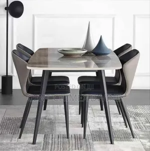 Modern Grey Top Table With Leather Chairs
