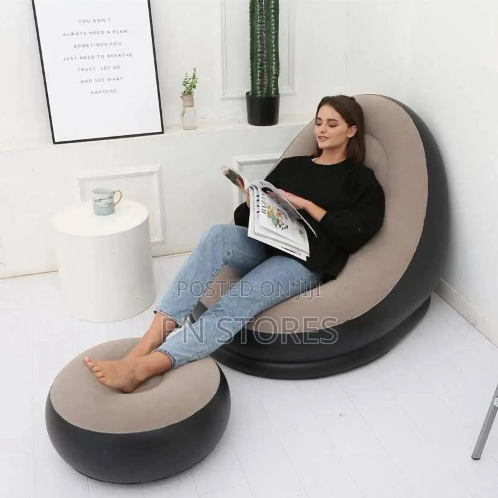 Inflatable Sofa With Leg Rest and Automatic Pump