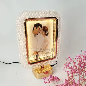 Rectangular Shape Crystal Photo Frame With Led Touch Button Light