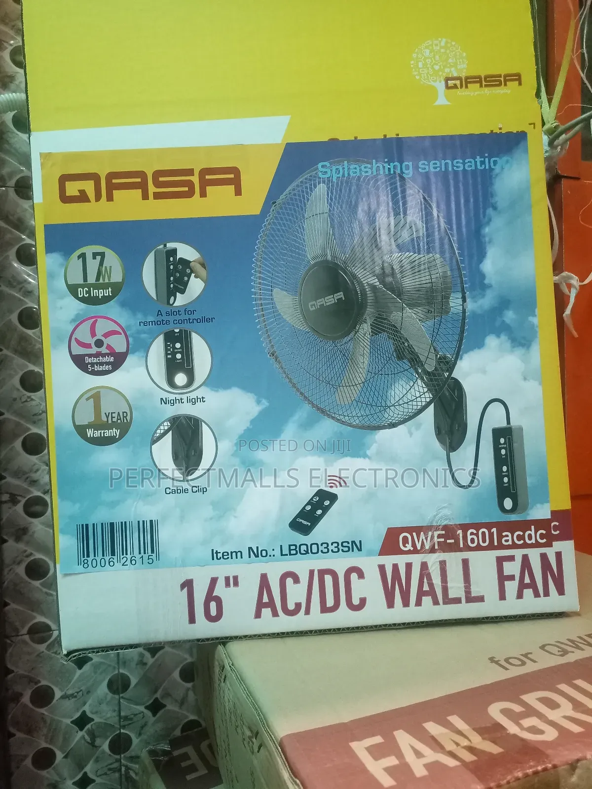 Qasa 16" Acdc Wall Fan QWF-1601acdc