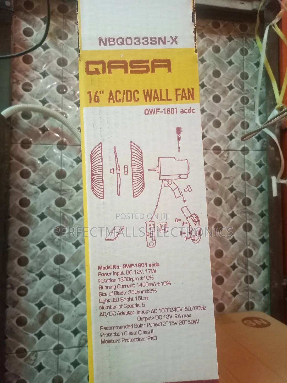 Qasa 16" Acdc Wall Fan QWF-1601acdc
