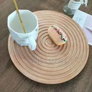 Natural Wood Decorative Food Serving Round Platter Trays