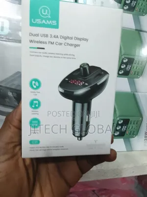Dual Usb 3.4a Digital Display Wireless Fm Car Charger