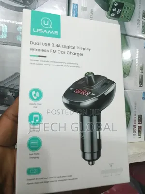 Dual Usb 3.4a Digital Display Wireless Fm Car Charger