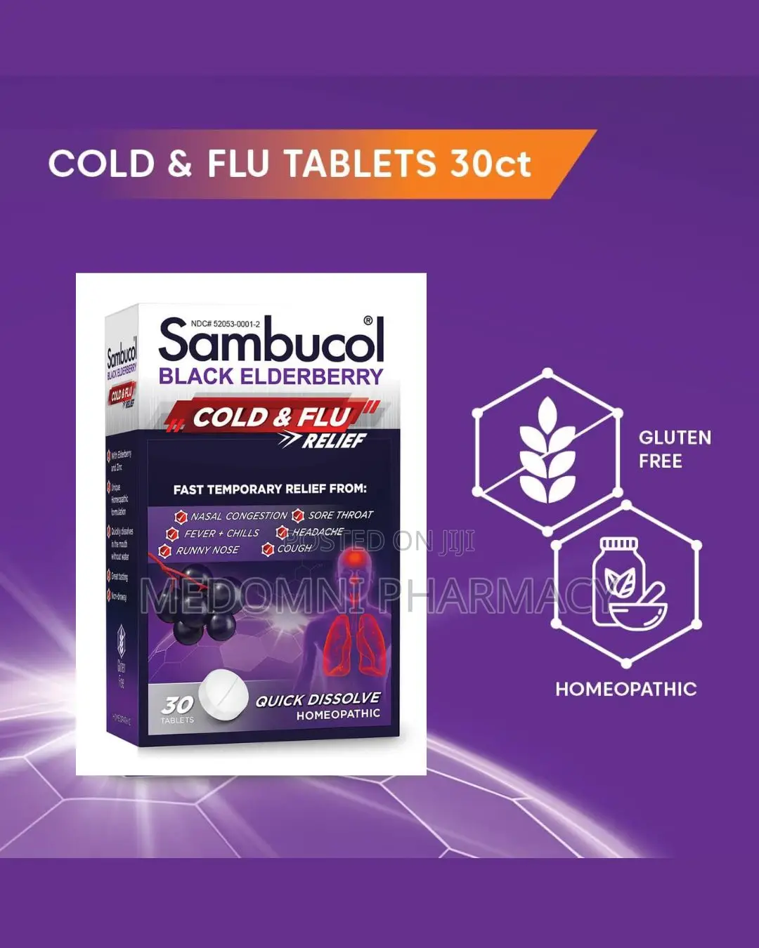 Sambucol Black Elderberry – Cold Flu Relief, 30 Tablets