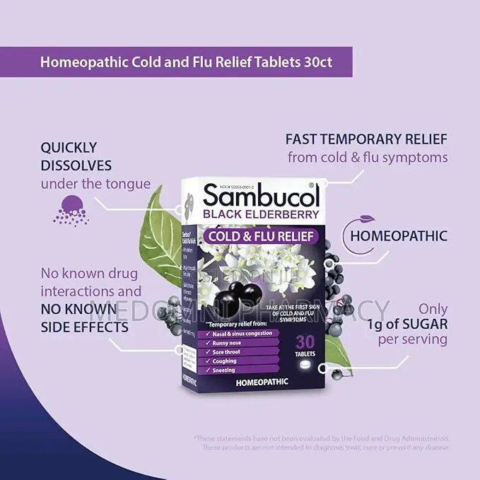 Sambucol Black Elderberry – Cold Flu Relief, 30 Tablets
