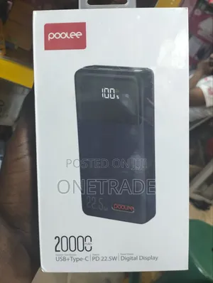 Poolee 20000mah Digital Display 22.5w Usb+Type C