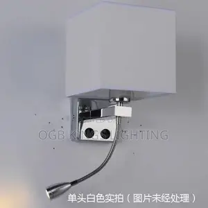 Led Wall Light With Switch Bedside Fabric Reading Lamp