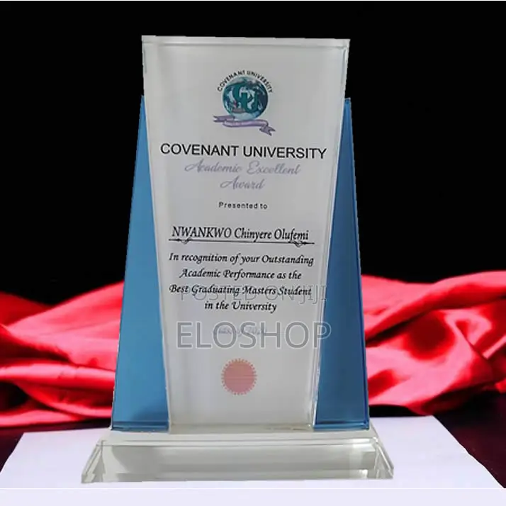 Clear Crystal Achievement Plaque