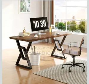 55 Inch Rustic Brown Solid Wood Computer Desk
