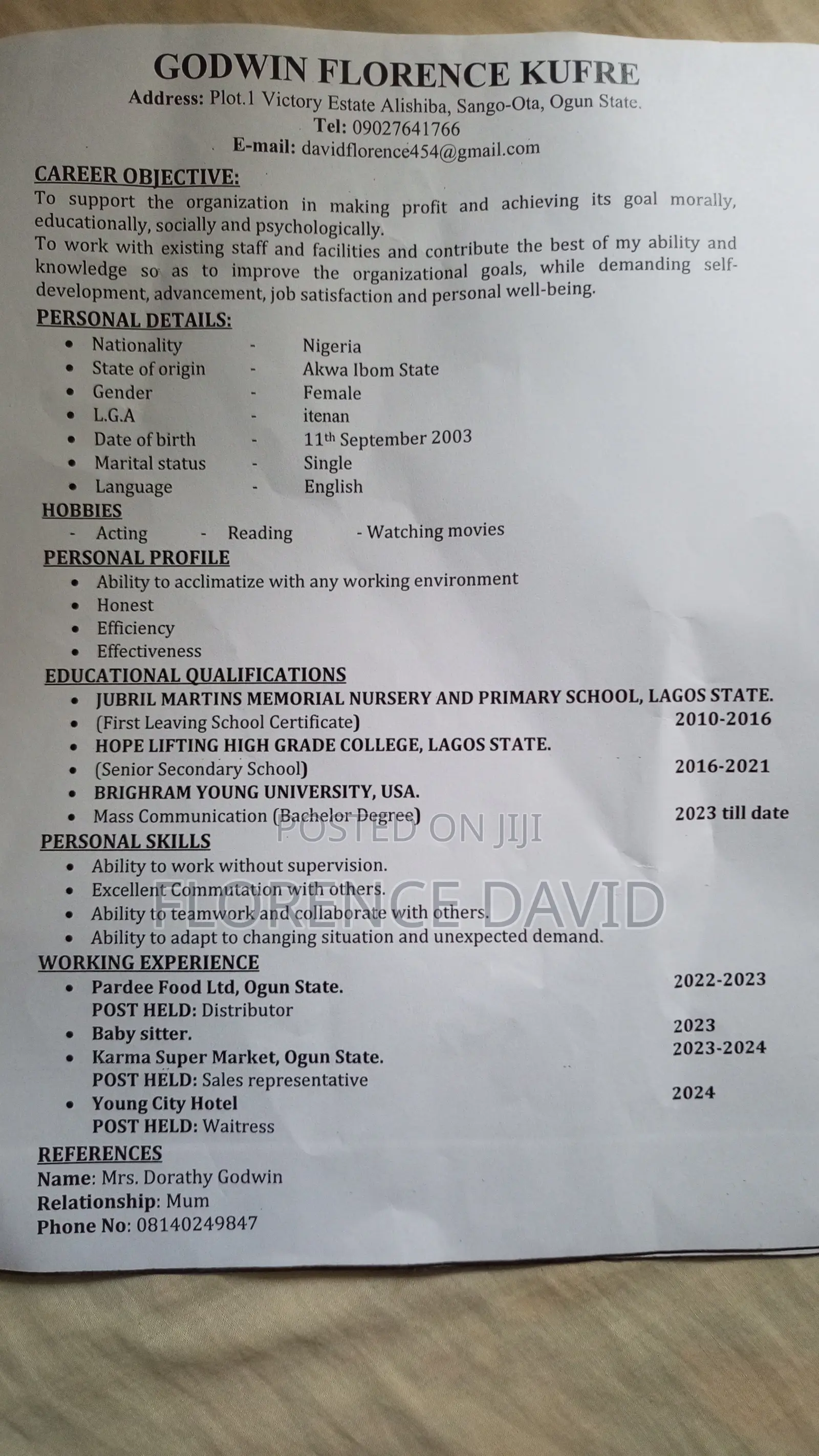 Housekeeping Cleaning CV