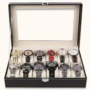 12 Slot Watch Box Wooden Display Organizer Jewelry Storage Case