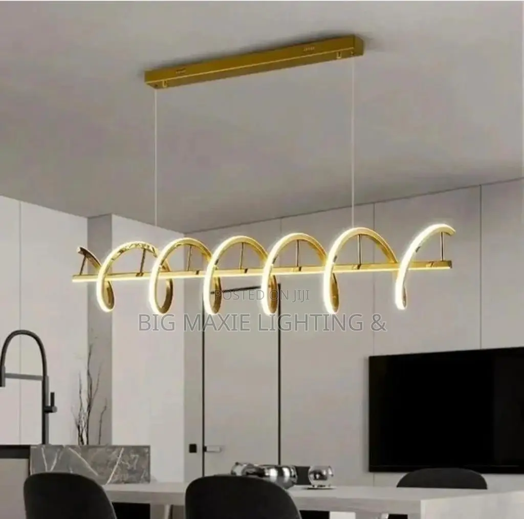 Minimalist Modern Dining Table Led Pendant Linear Wavy Chandelier