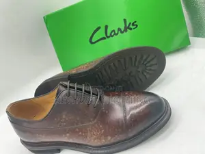 Clarks Men’S Premium Brown Leather Lace-Up Shoes