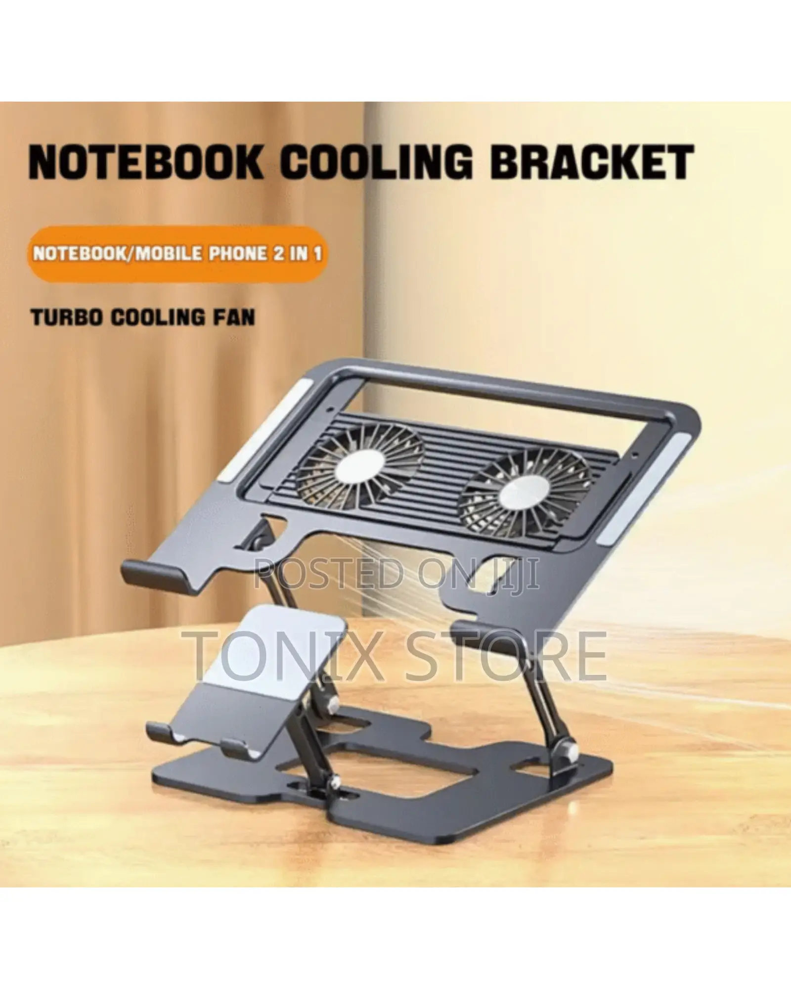2in1 Steel Laptop/Deskstop Stand With Cooling Fan