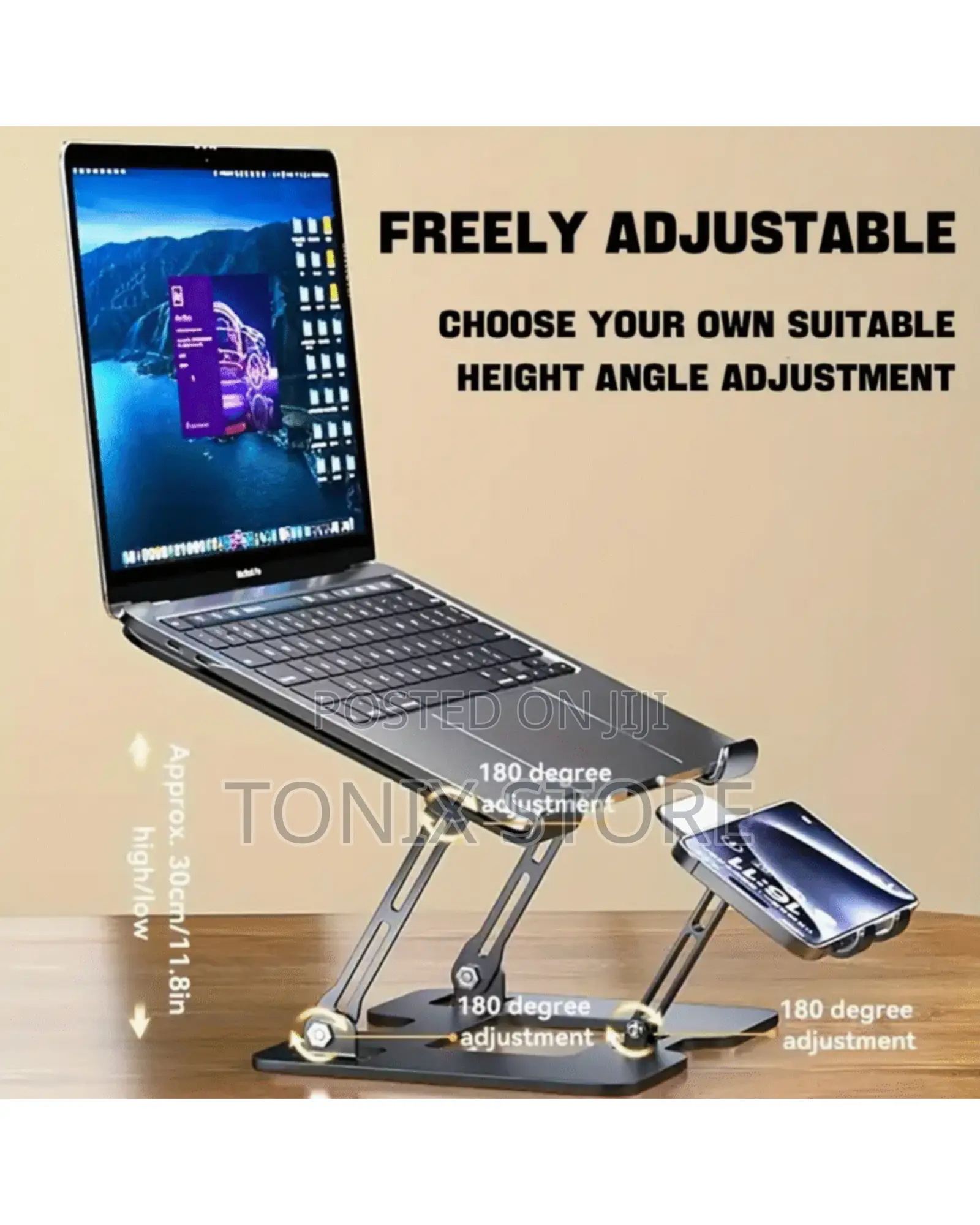 2in1 Steel Laptop/Deskstop Stand With Cooling Fan