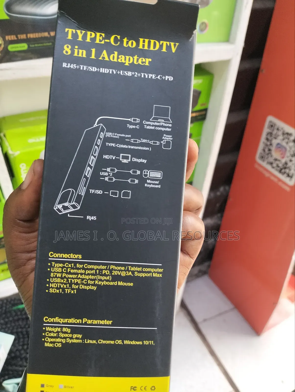 Type C to HDTV 8 in 1 Hub