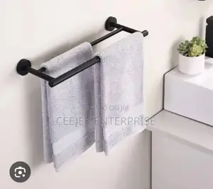 Executive Black Double Towel Rack