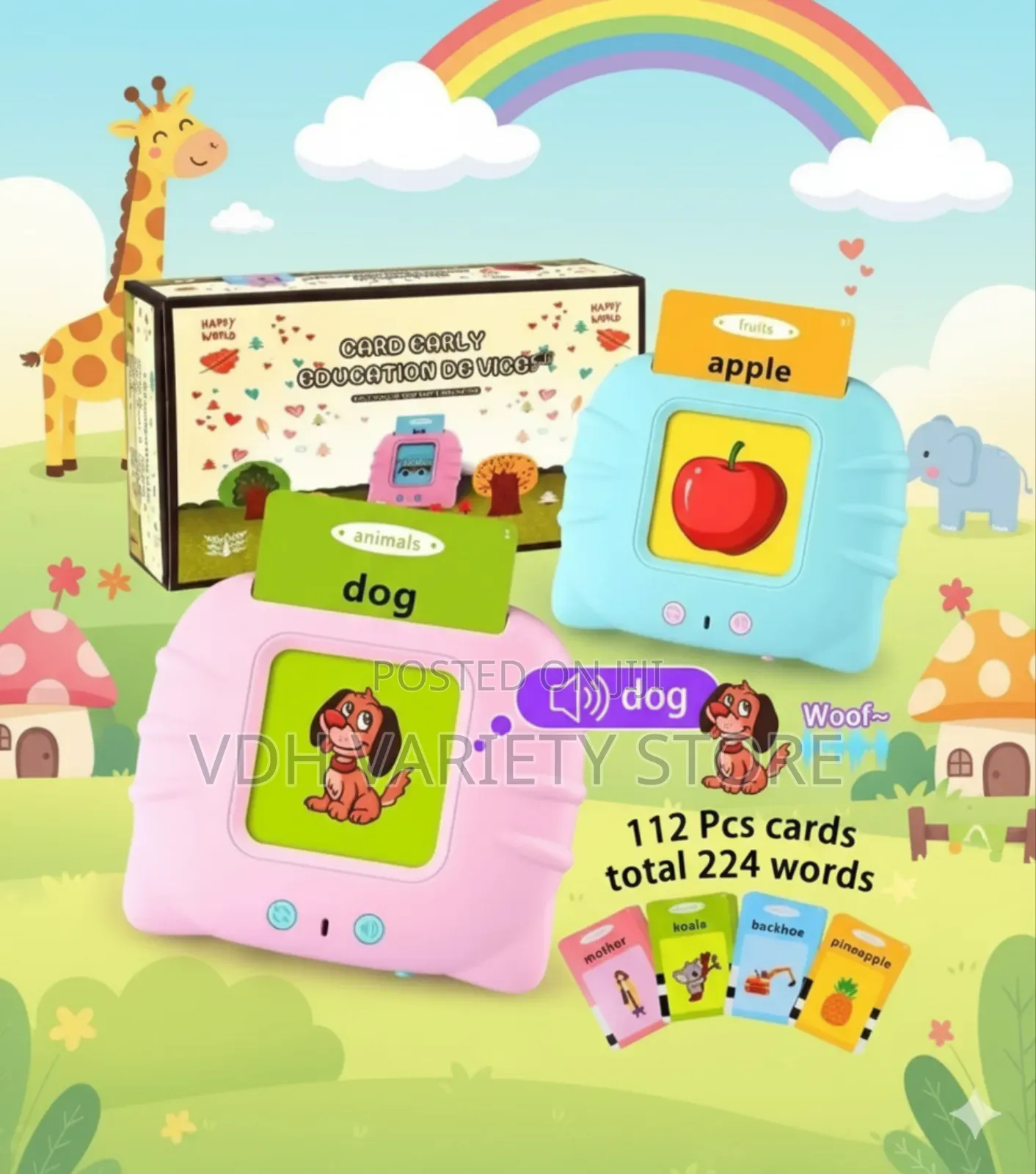 112pc Flash Card Reader. Words Kids Learning Educational Device