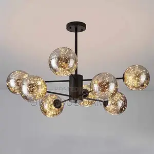Loma Black 8 Smoke Glass Chandelier