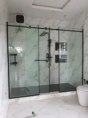Luxury Sliding Shower Glass (10mm Tempered) With Black Accessories Lag