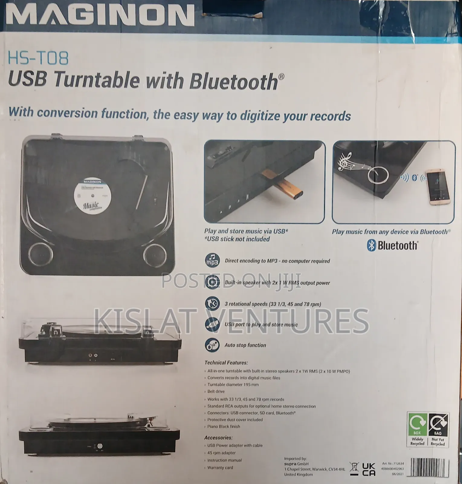 Maginon Encoding Turntable With Bluetooth Usb Encoding Speakers