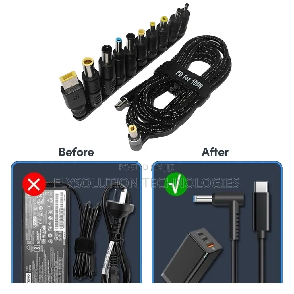 Usb-C Type-C 65w to Dc 18.5v - 20v Pd Converter Adapter - 10 Connector