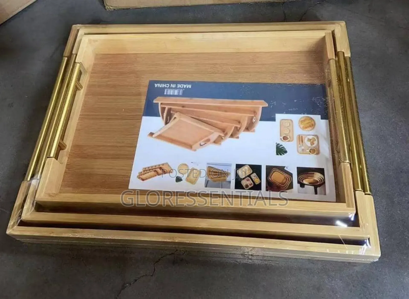 3 in 1 Bamboo Tray 
Steel Handle