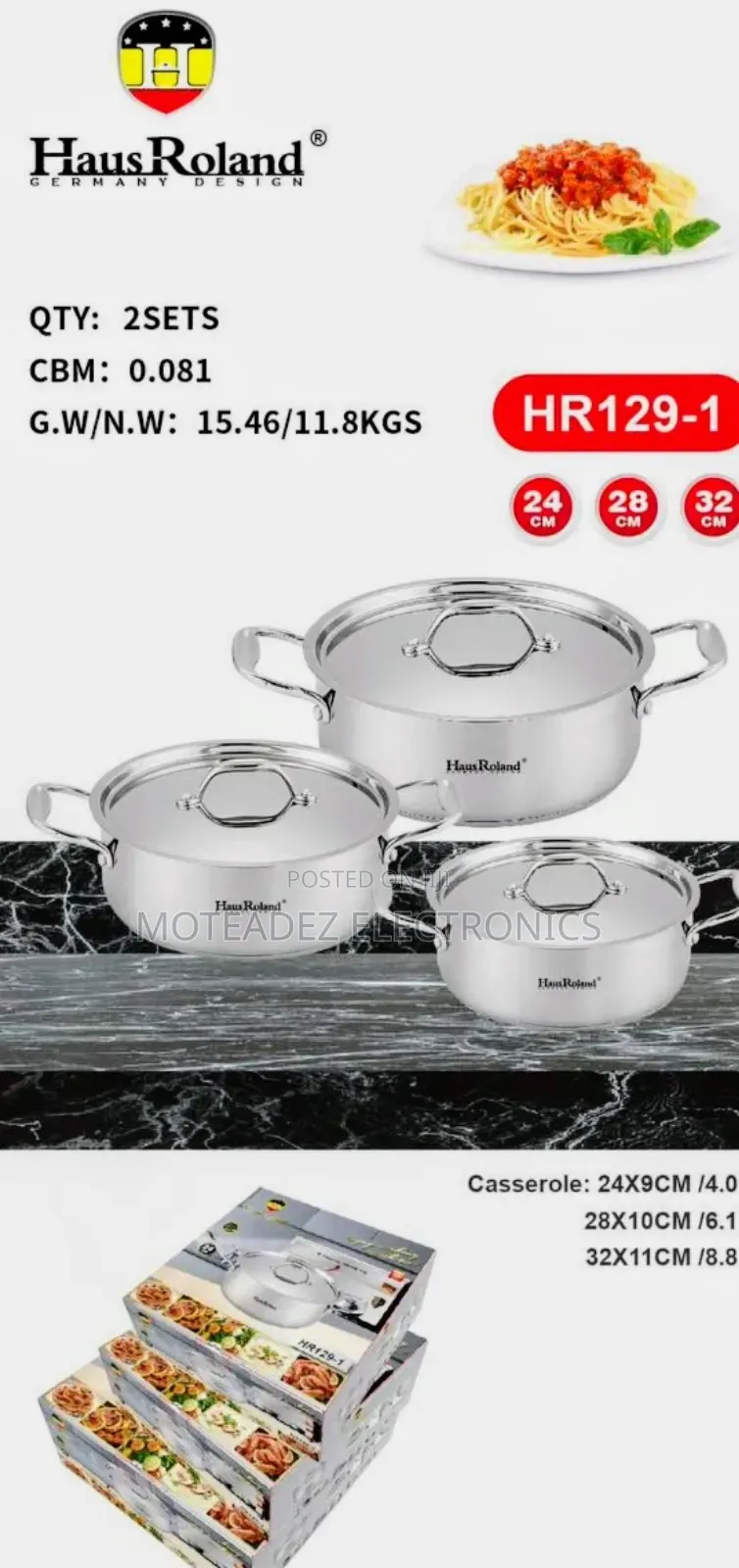 3pcs Haus Roland High Quality Stainless Steel Non-Stick Cookware Sets ...