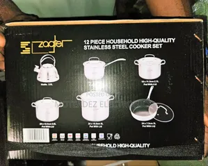 Zagter 12pcs High Quality Stainless Cookware Set W/Kettle Fry Pan