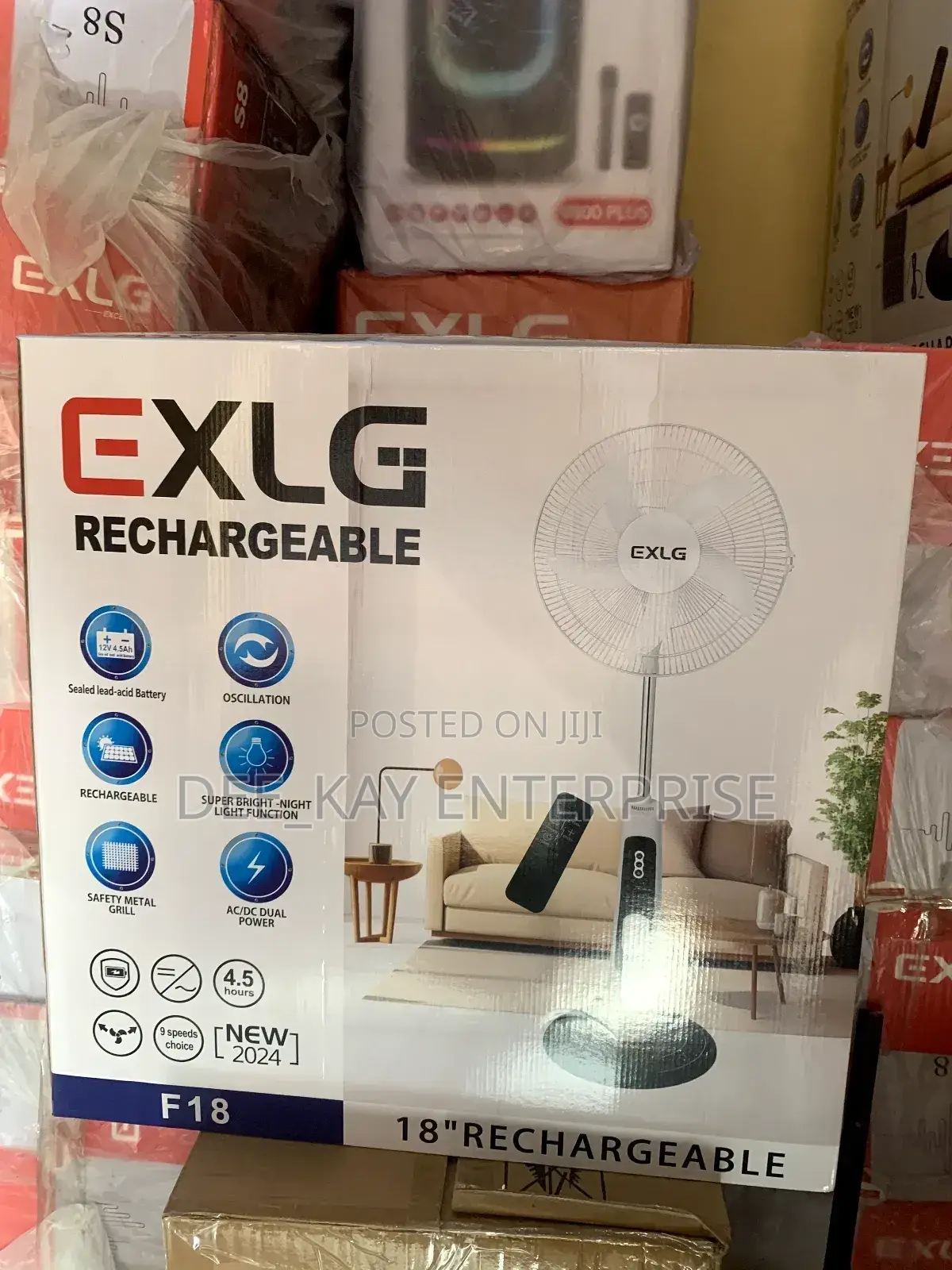 Exlg Rechargeable Fan With Solar Panel