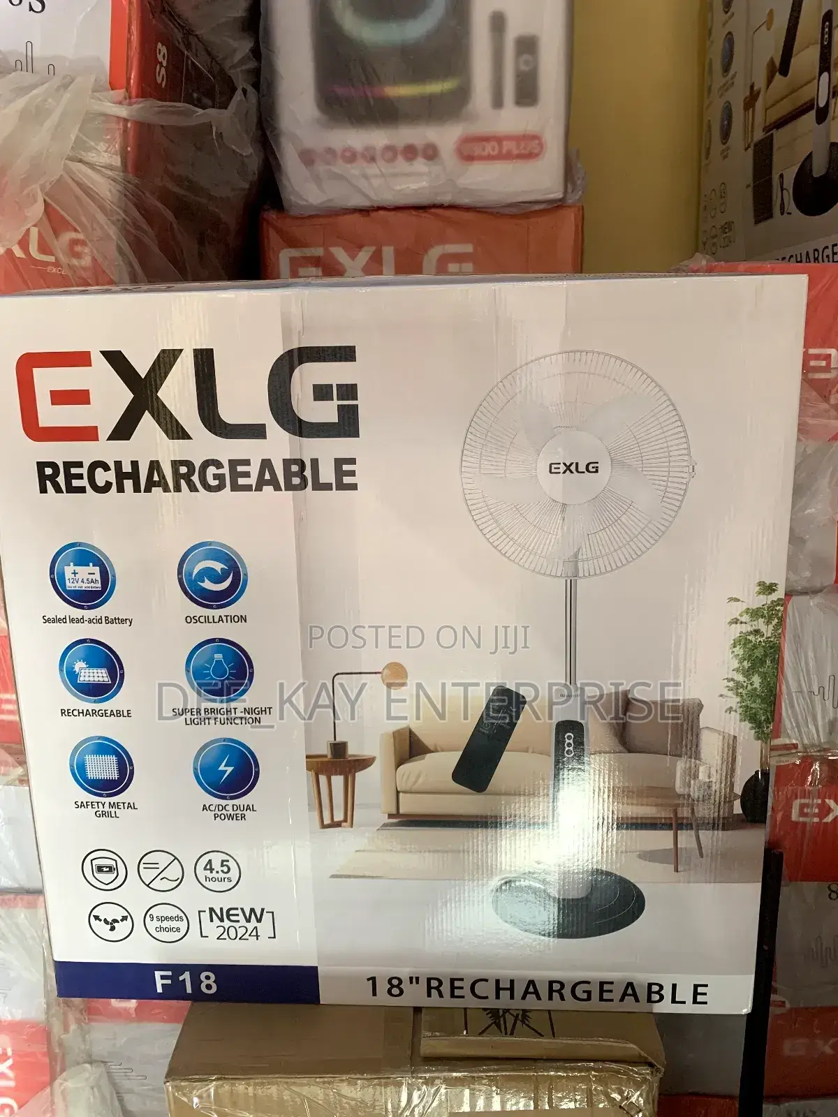 Exlg Rechargeable Fan With Solar Panel