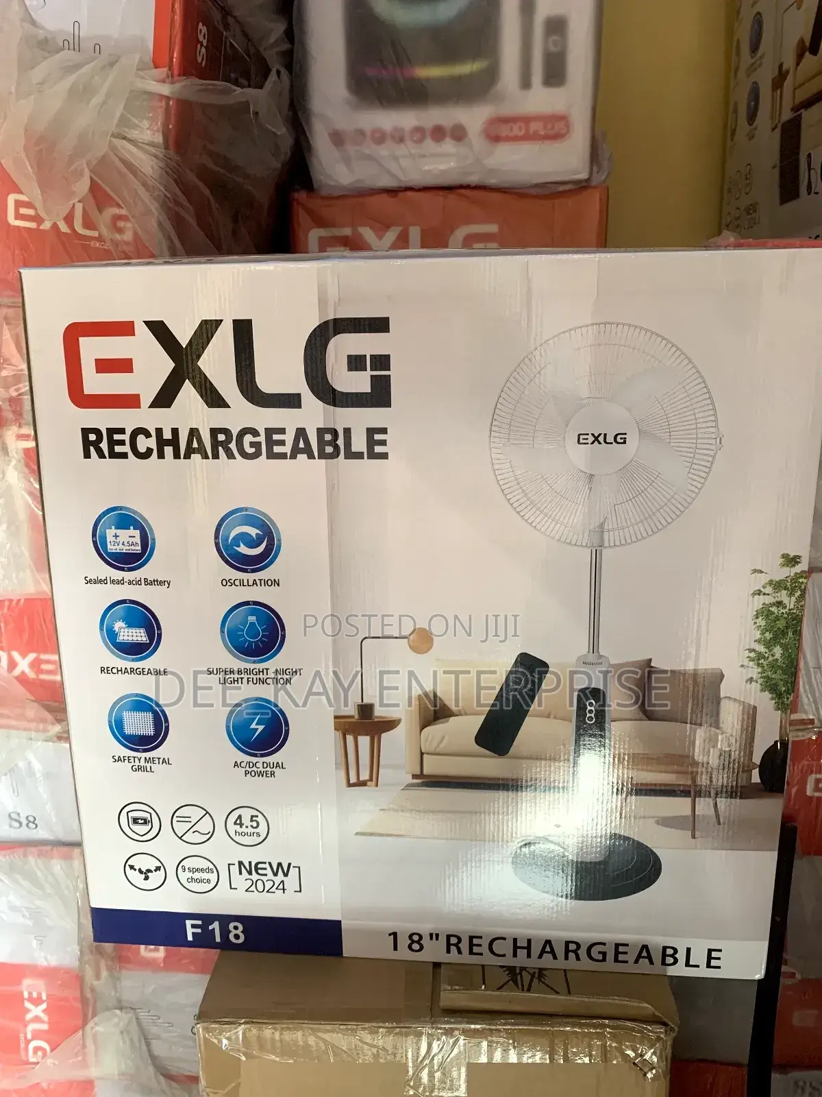 Exlg Rechargeable Fan With Solar Panel