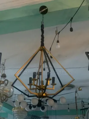 Big Gold Black 4 Bulbs Hanging Light